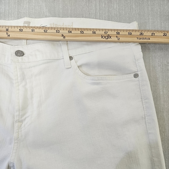 7 for All Mankind Jeans Womens 40 White Standard Stretch Denim Straight Leg - Picture 10 of 11